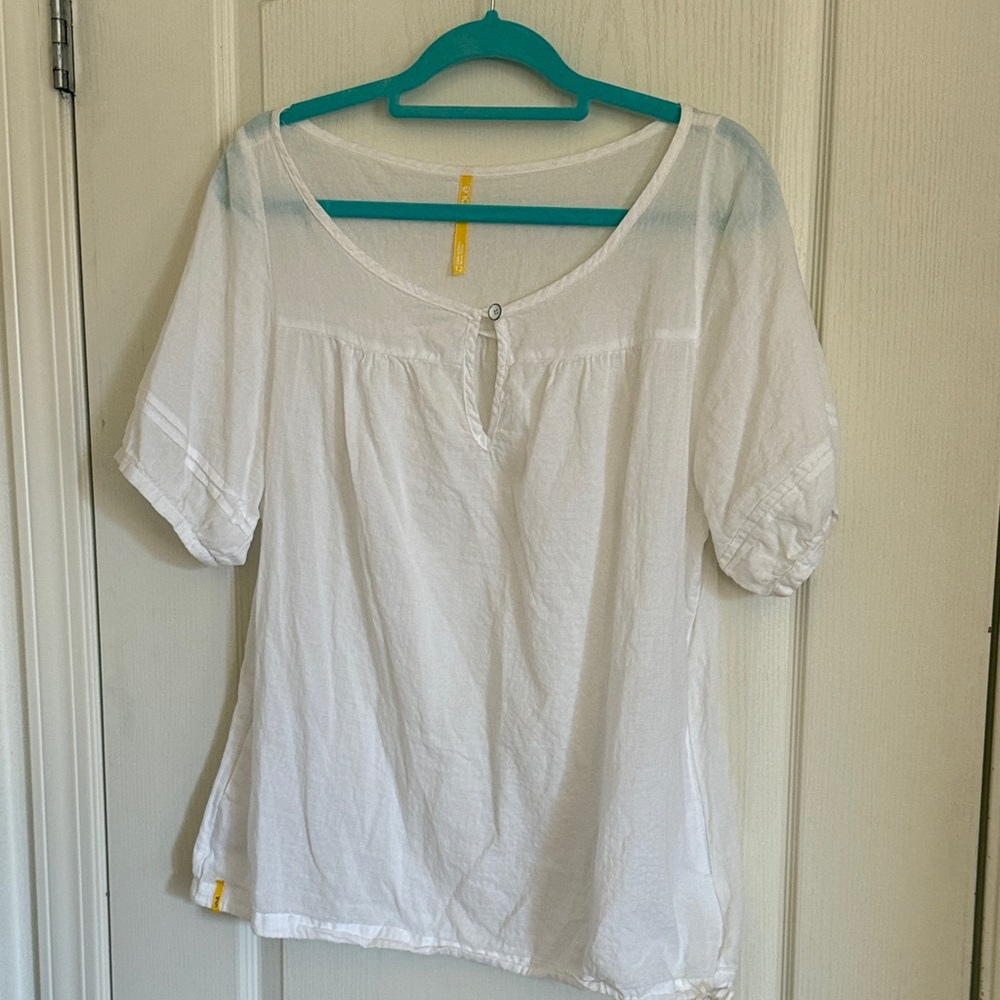 Lole White Travel Blouse with Button Detail